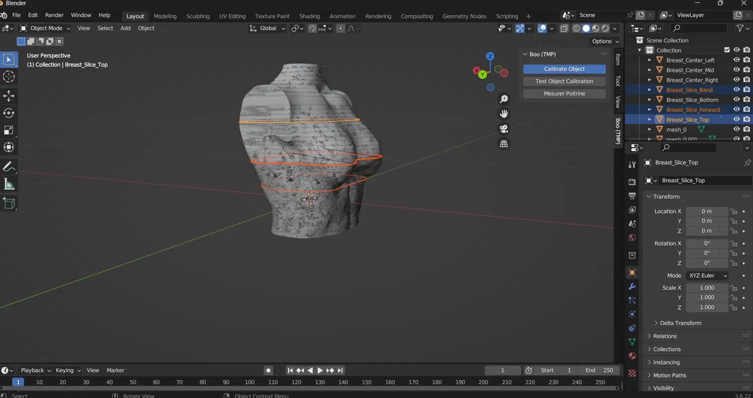 Blender add-on interface for automatic calibration and measurement on a 3D model
